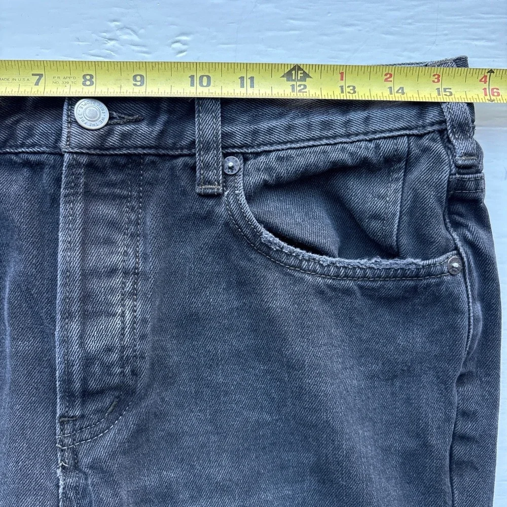 We The Free Free People Black Straight Distressed Jeans Raw Hem Button Fly 28 - Picture 9 of 13